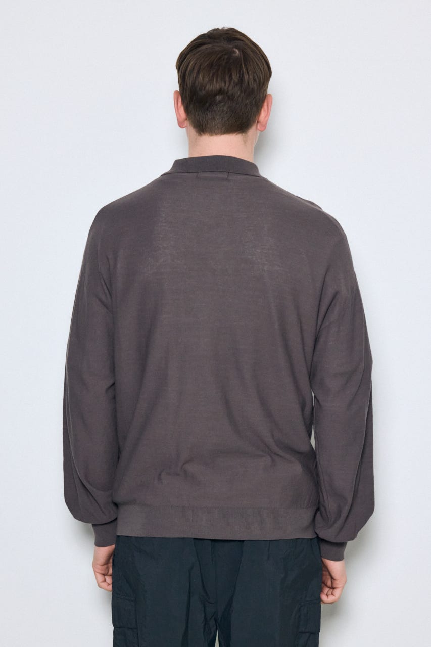 衿付きサファリニットカーディガン L/BLK L