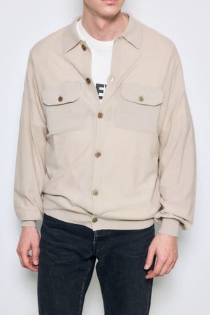 衿付きサファリニットカーディガン