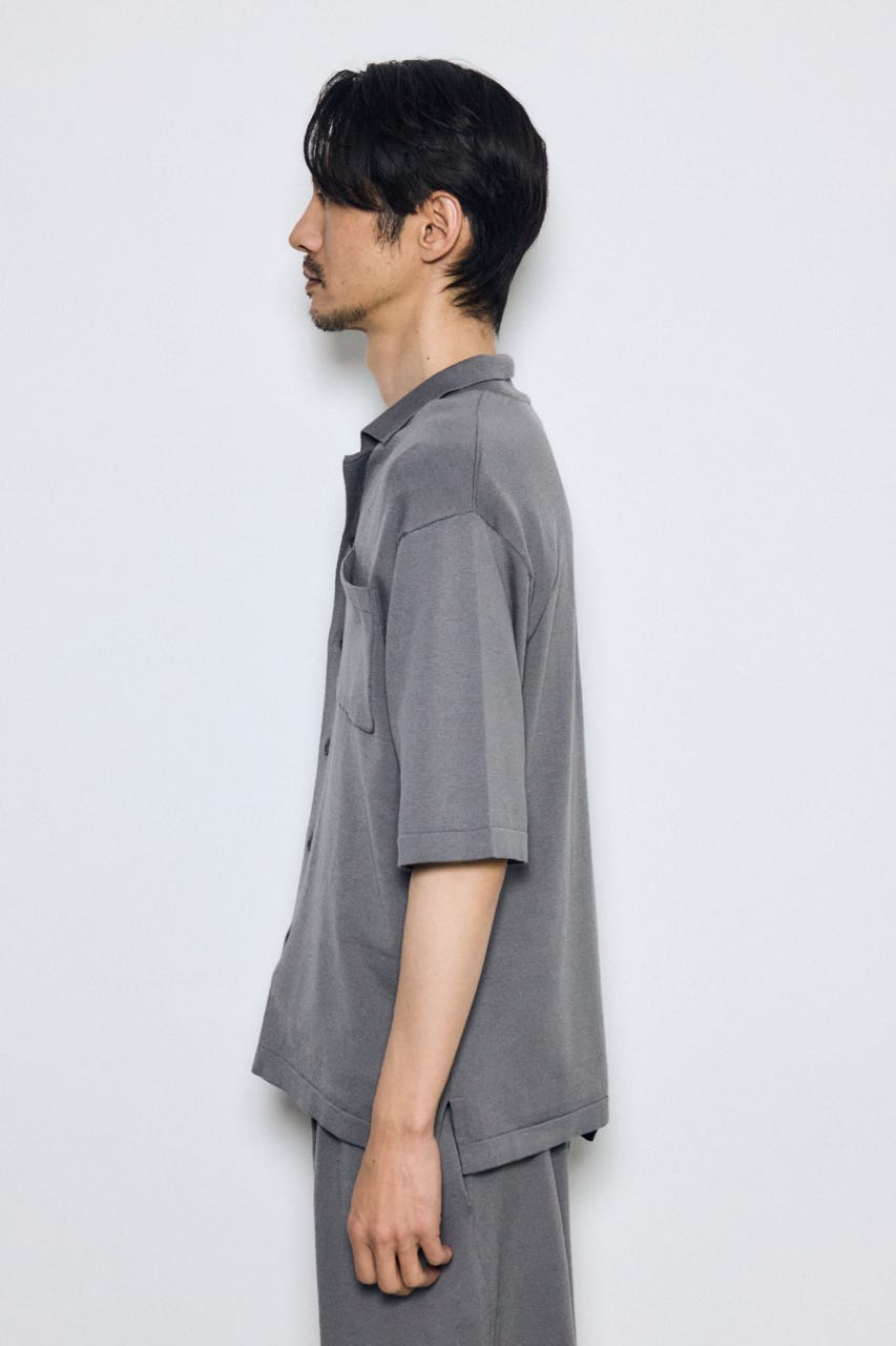 リラックスオープンカラーニットシャツ GRY M
