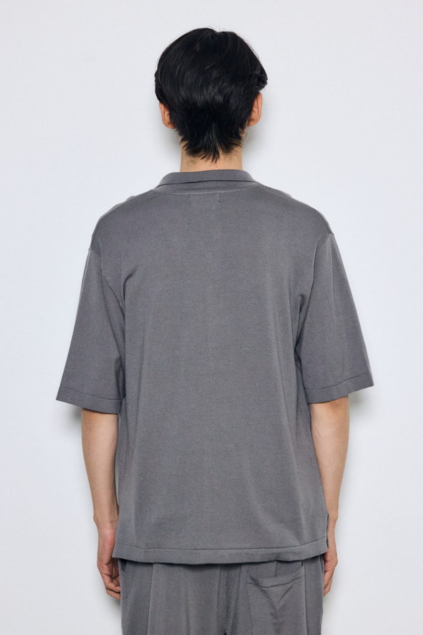 リラックスオープンカラーニットシャツ GRY M