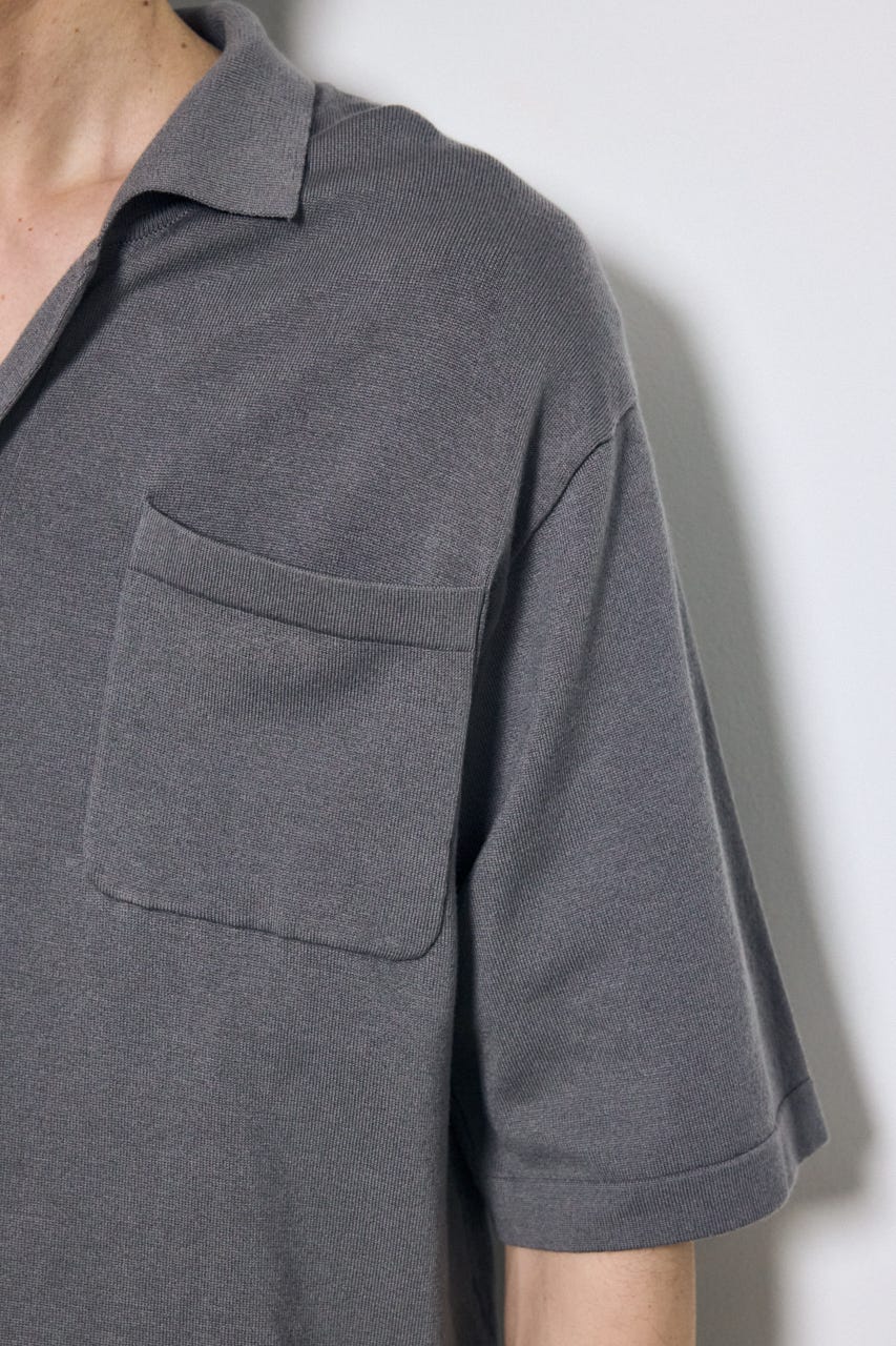 リラックスオープンカラーニットシャツ GRY M