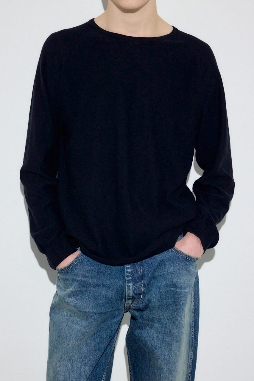 カシミヤミックスニットトップス BLK M