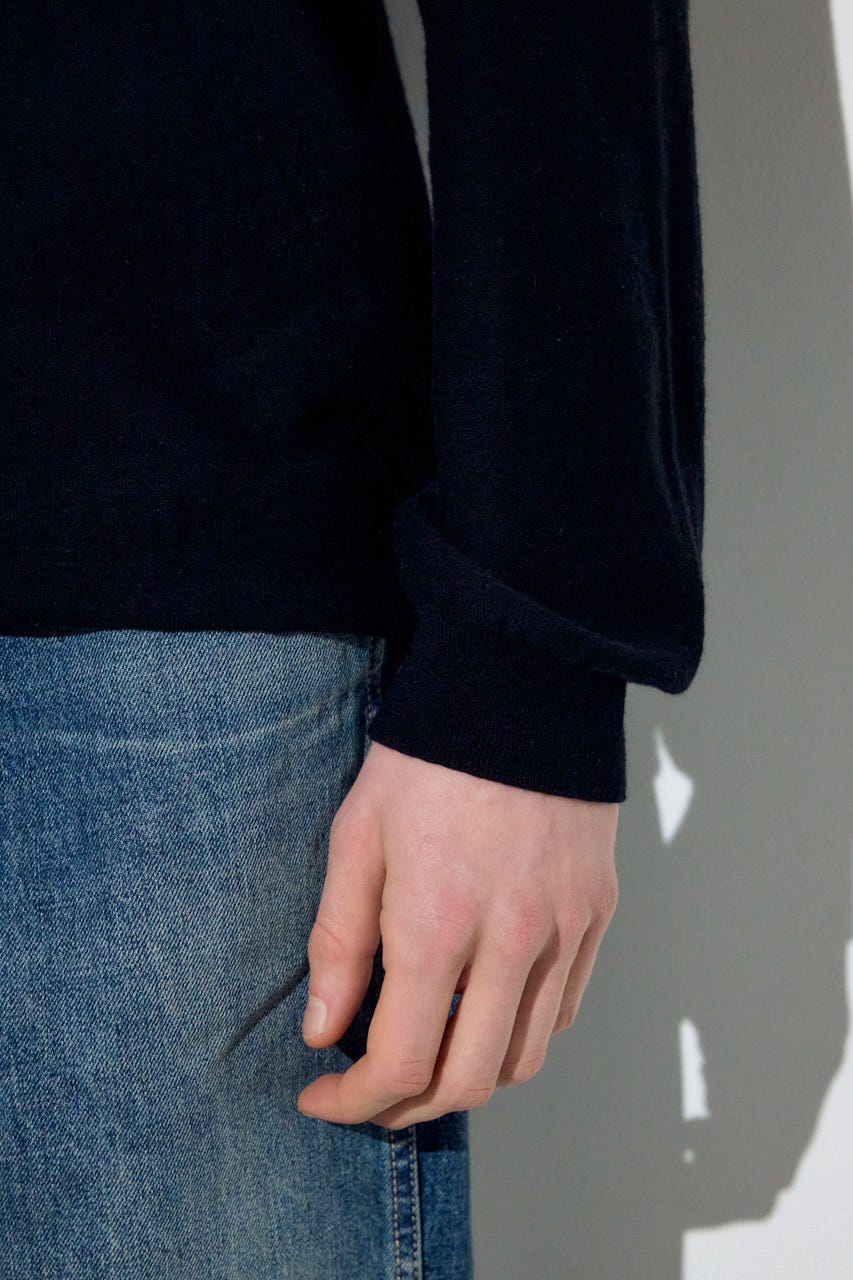 カシミヤミックスニットトップス BLK M