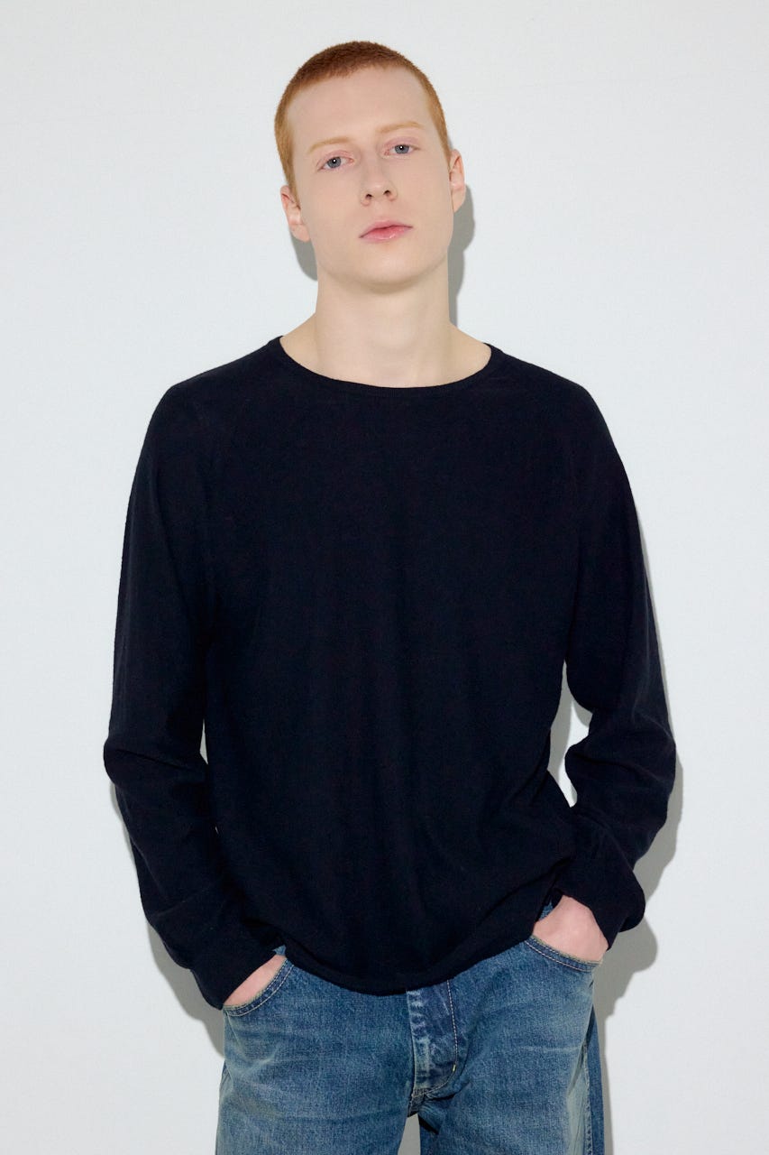 カシミヤミックスニットトップス BLK M