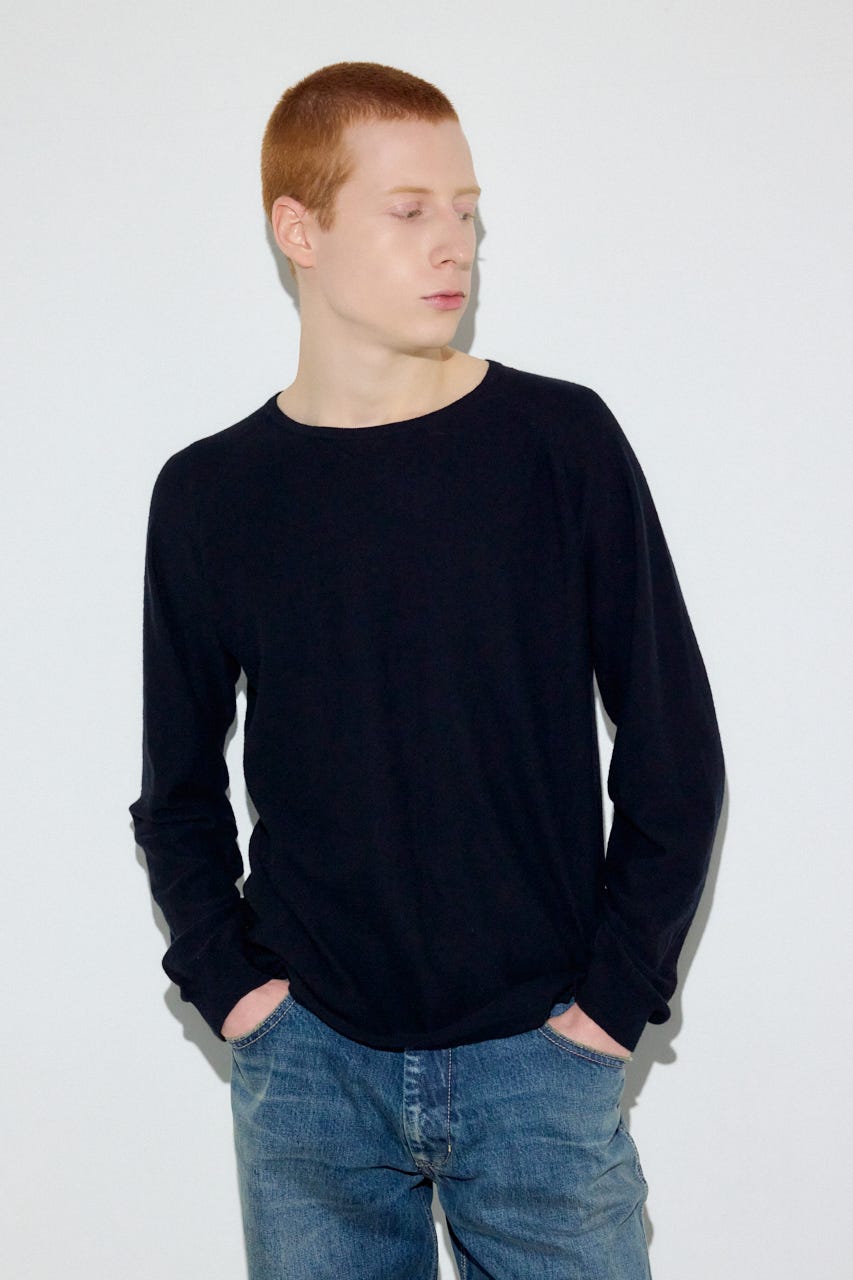 カシミヤミックスニットトップス BLK M