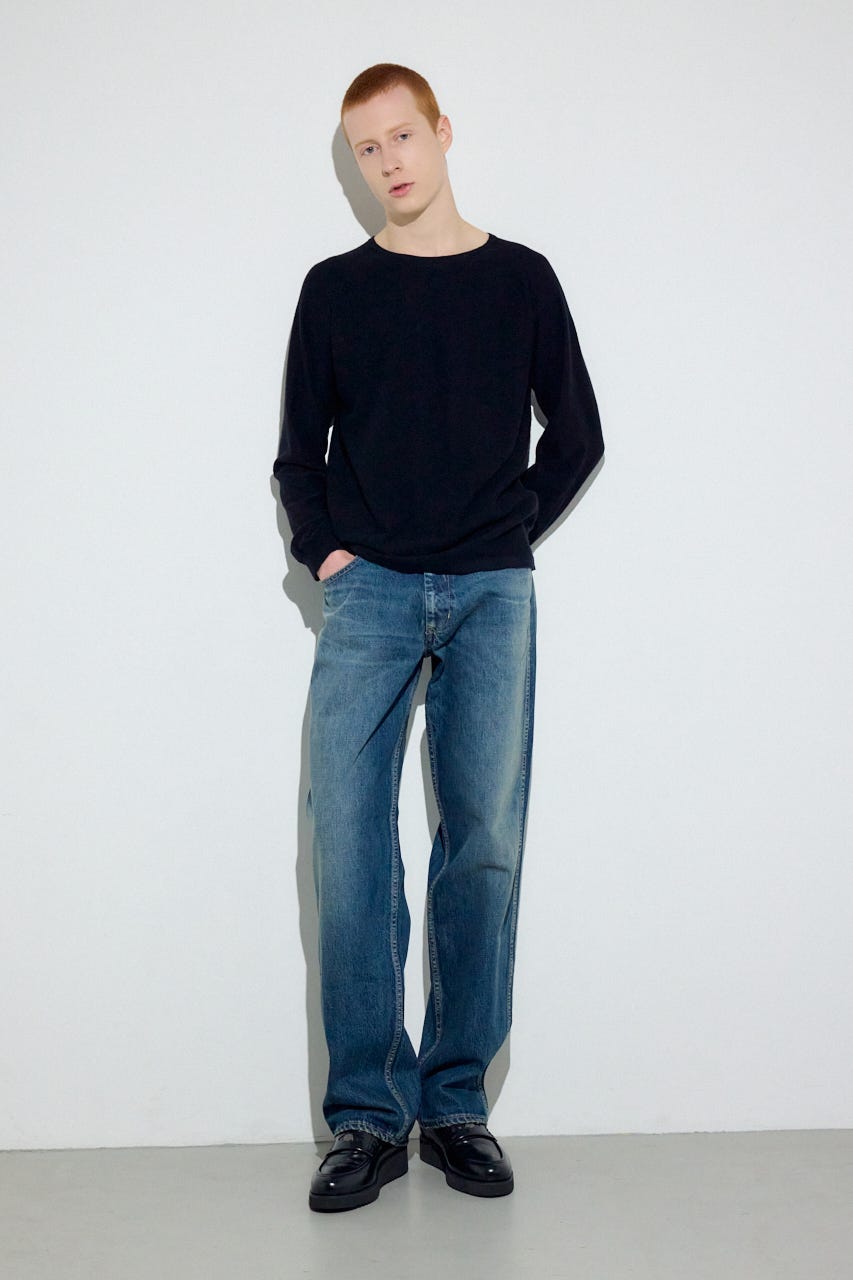 カシミヤミックスニットトップス BLK M