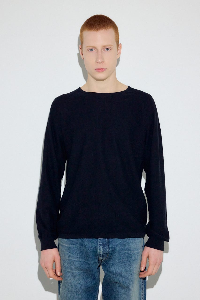 カシミヤミックスニットトップス BLK M