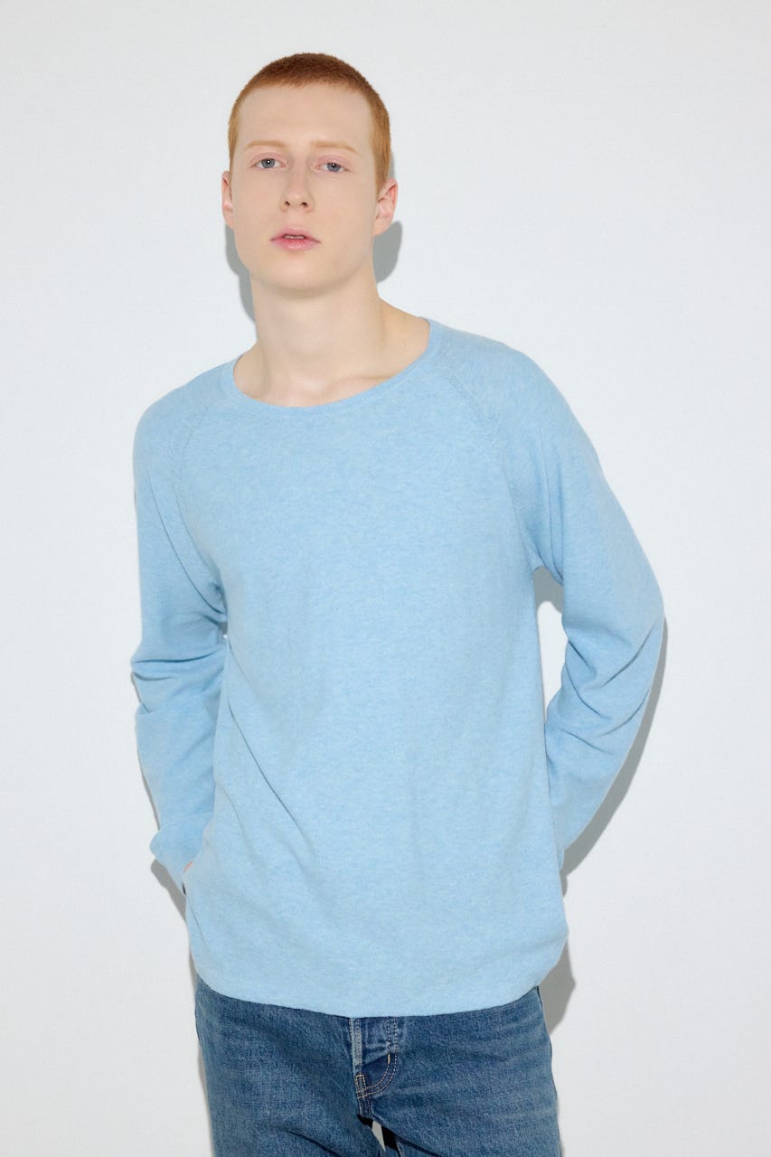 カシミヤミックスニットトップス L/BLU M