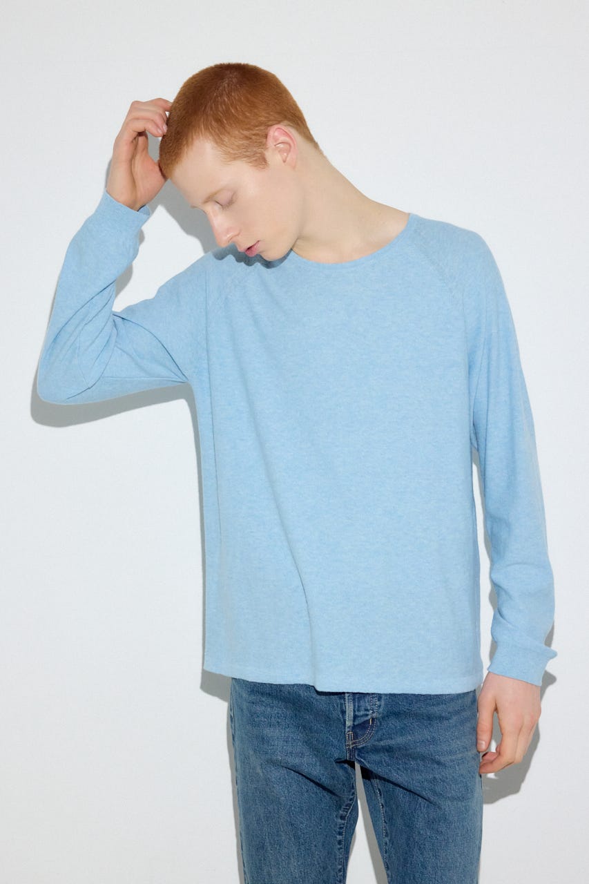 カシミヤミックスニットトップス L/BLU M