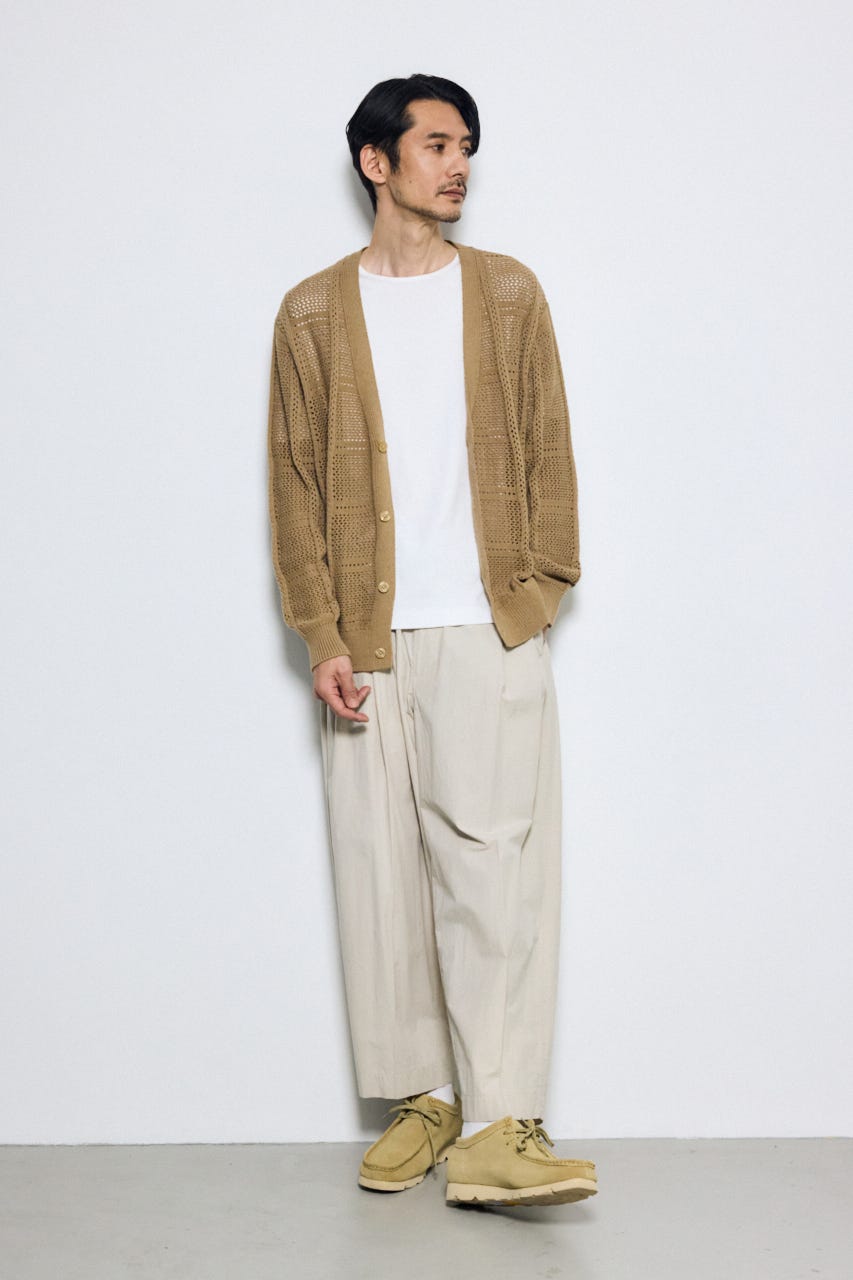 コットンメッシュニットカーディガン BEG L