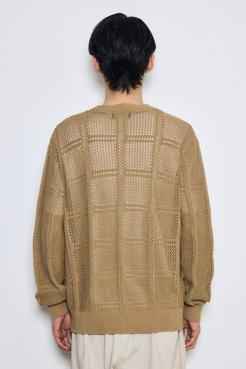 コットンメッシュニットカーディガン BEG L