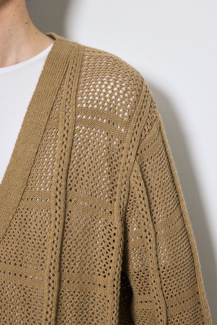 コットンメッシュニットカーディガン BEG L