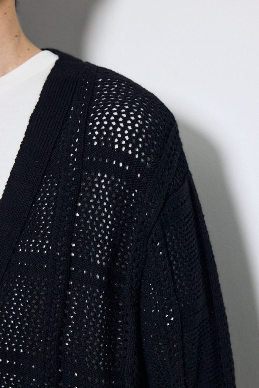 コットンメッシュニットカーディガン BLK L