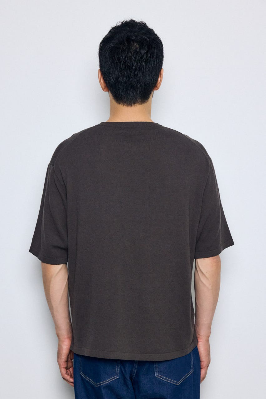 リネンブレンドニットTシャツ L/BLK L