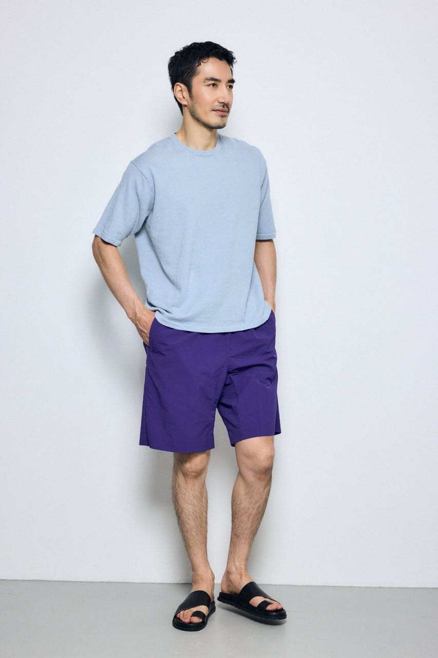 リネンブレンドニットTシャツ L/BLU L