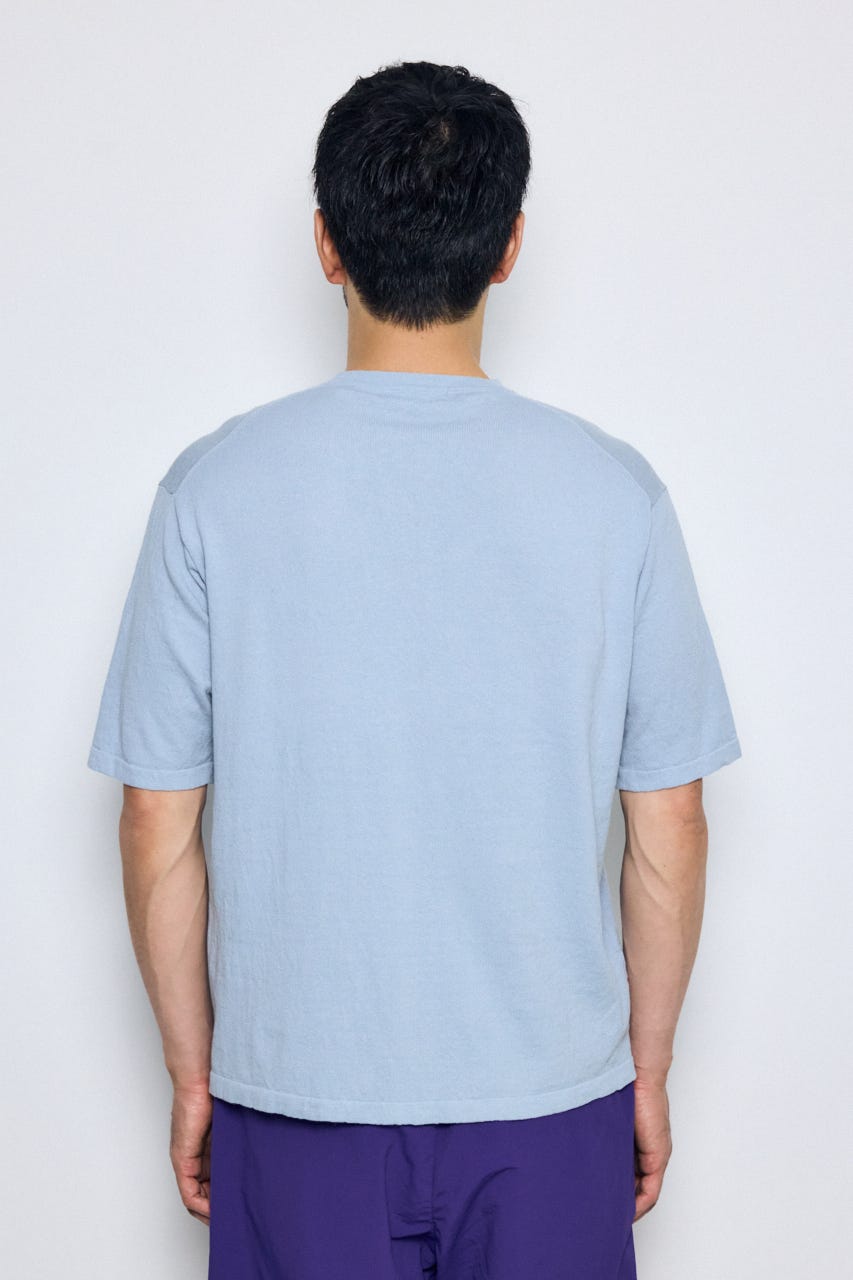 リネンブレンドニットTシャツ L/BLU L