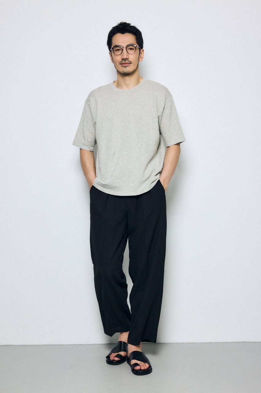 リネンブレンドニットTシャツ L/GRY L
