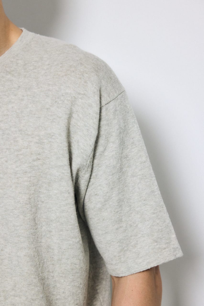 リネンブレンドニットTシャツ L/GRY L