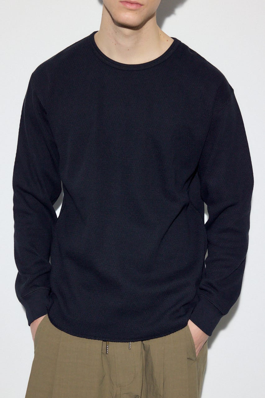 ソフトワッフルトップス BLK S