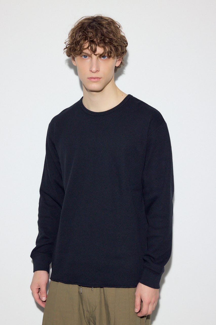 ソフトワッフルトップス BLK S