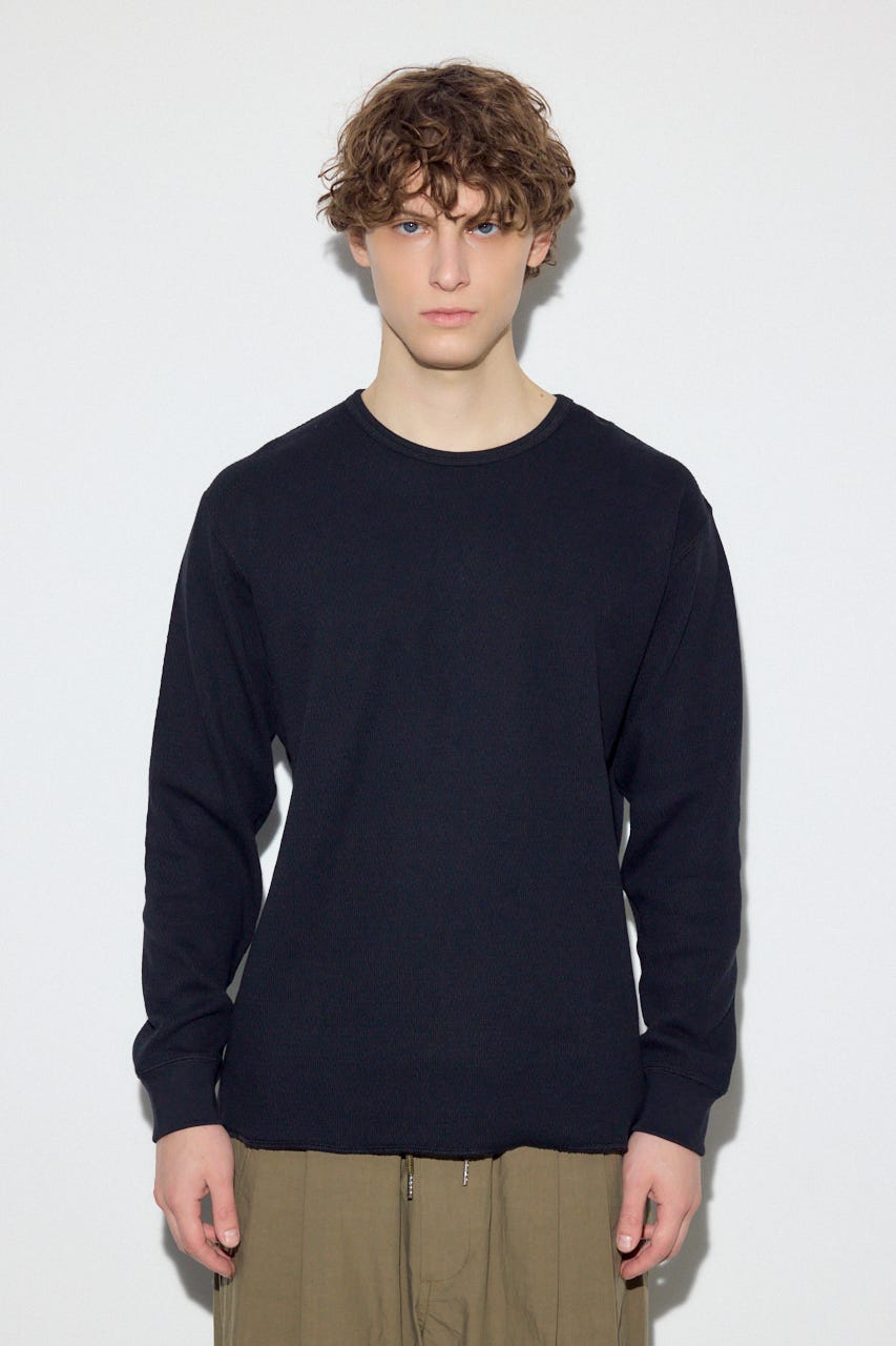 ソフトワッフルトップス BLK S