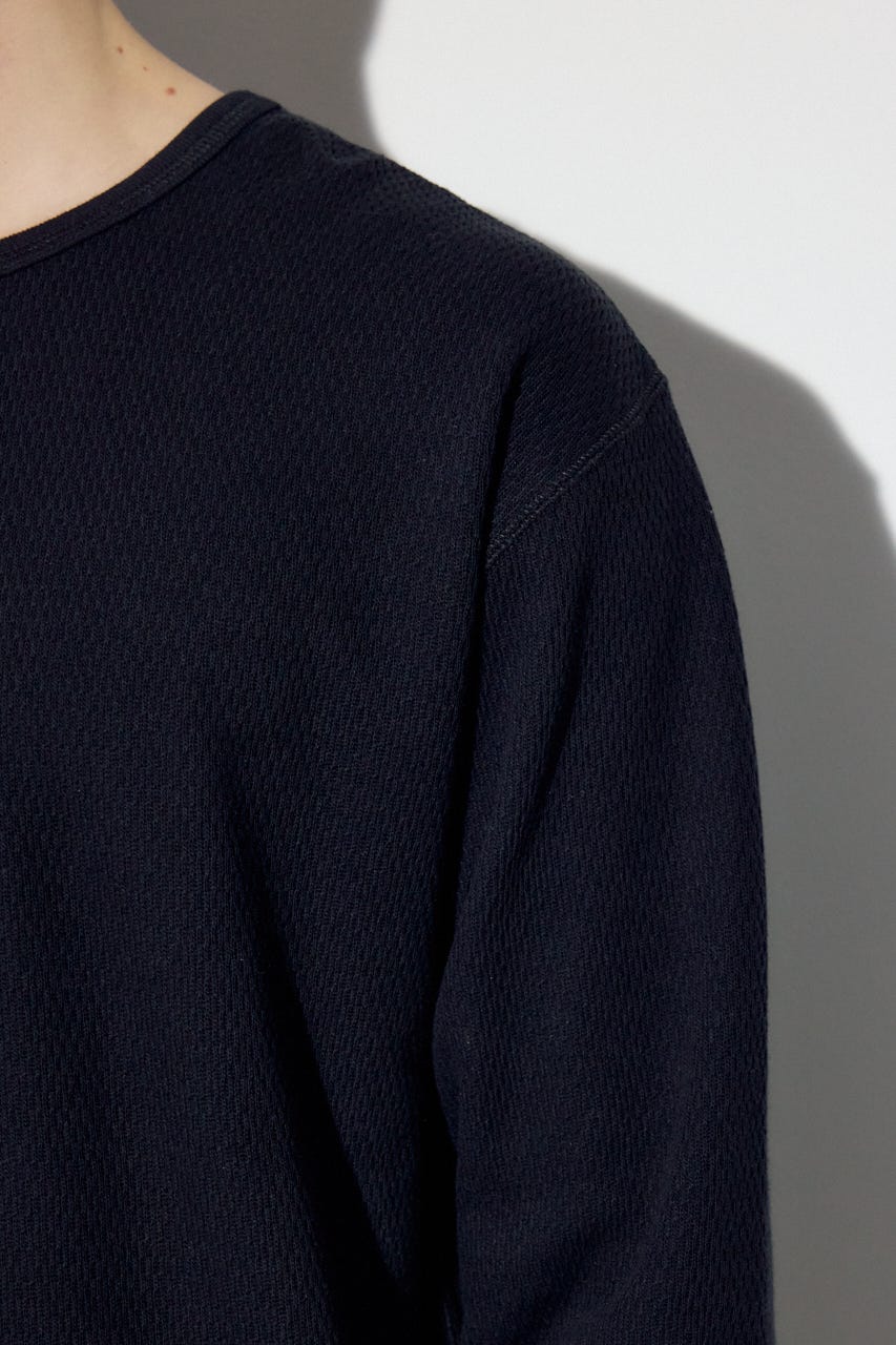 ソフトワッフルトップス BLK S