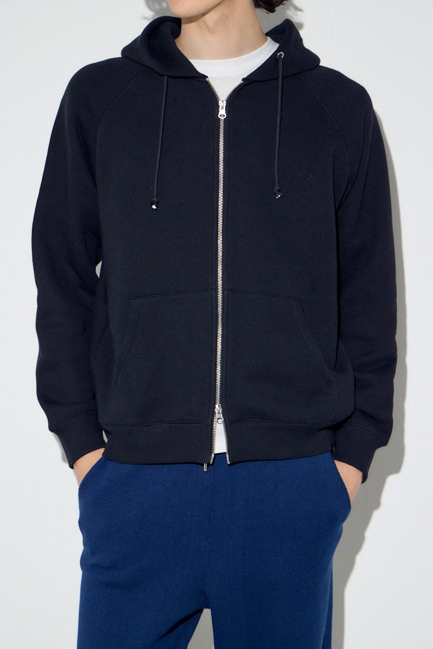 裏毛ジップアップパーカー BLK L