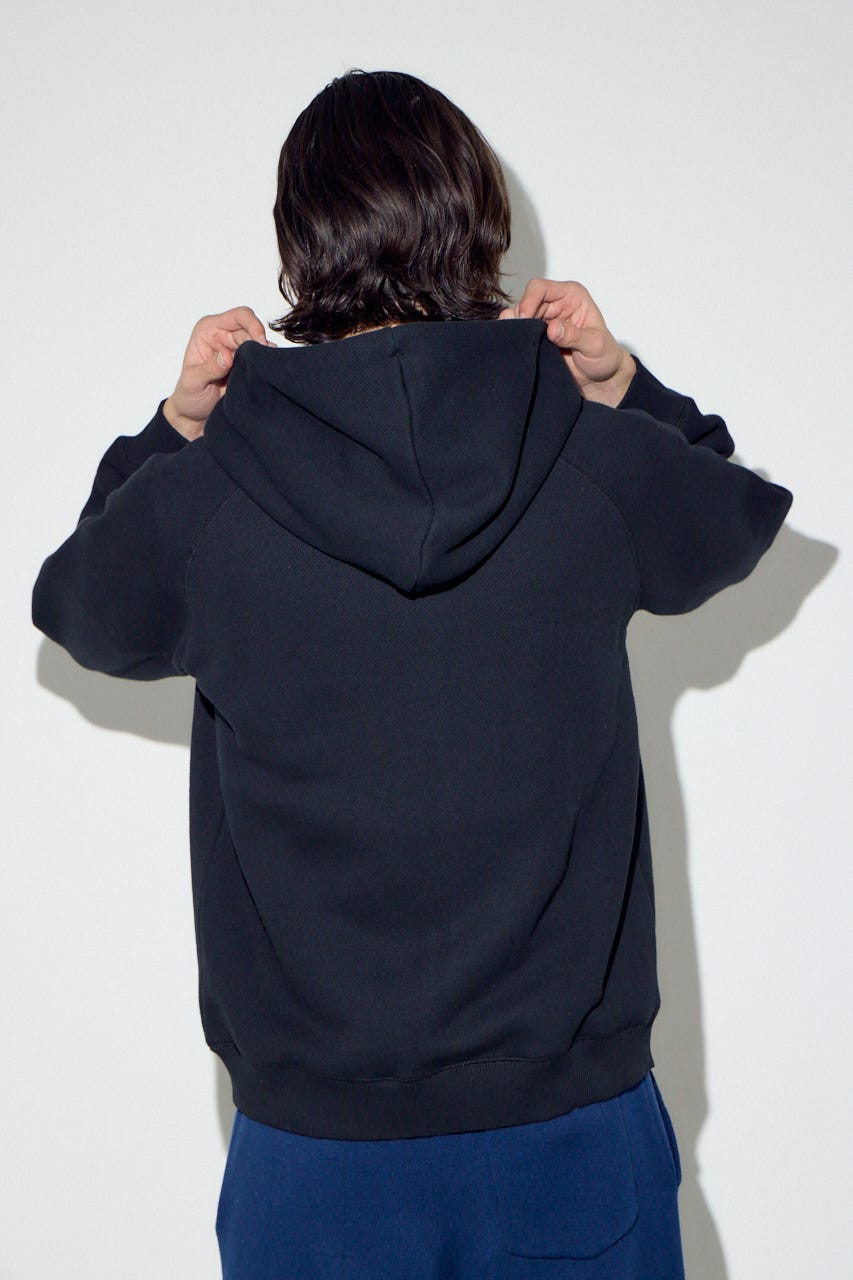 裏毛ジップアップパーカー BLK L