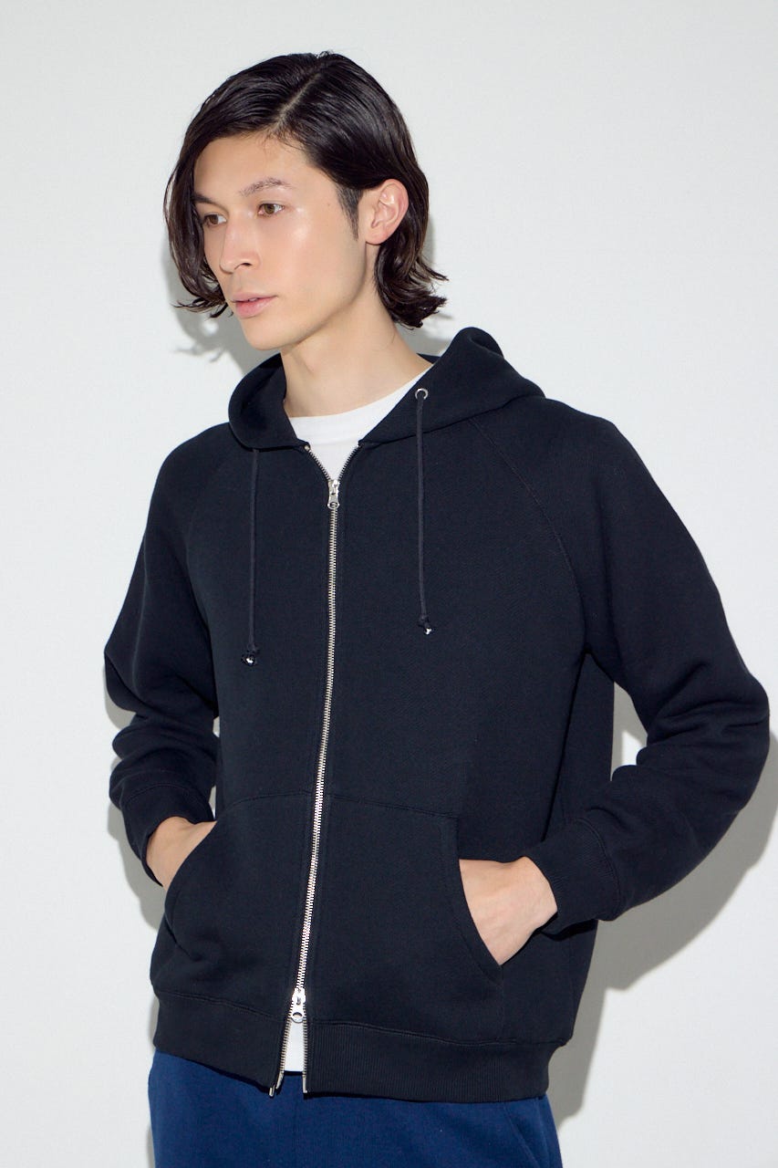 裏毛ジップアップパーカー BLK L