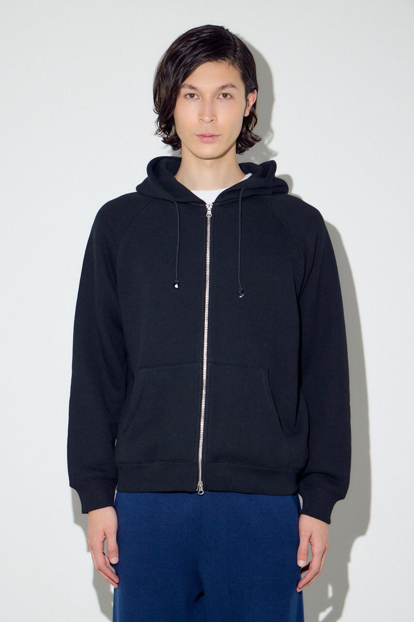 裏毛ジップアップパーカー BLK L