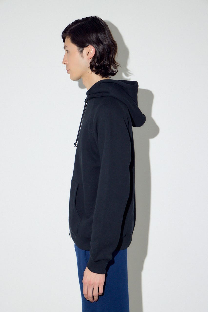 裏毛ジップアップパーカー BLK L