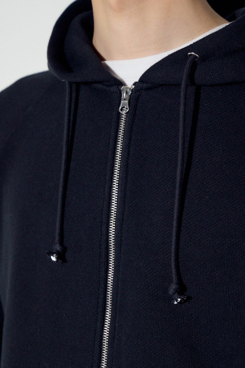裏毛ジップアップパーカー BLK L