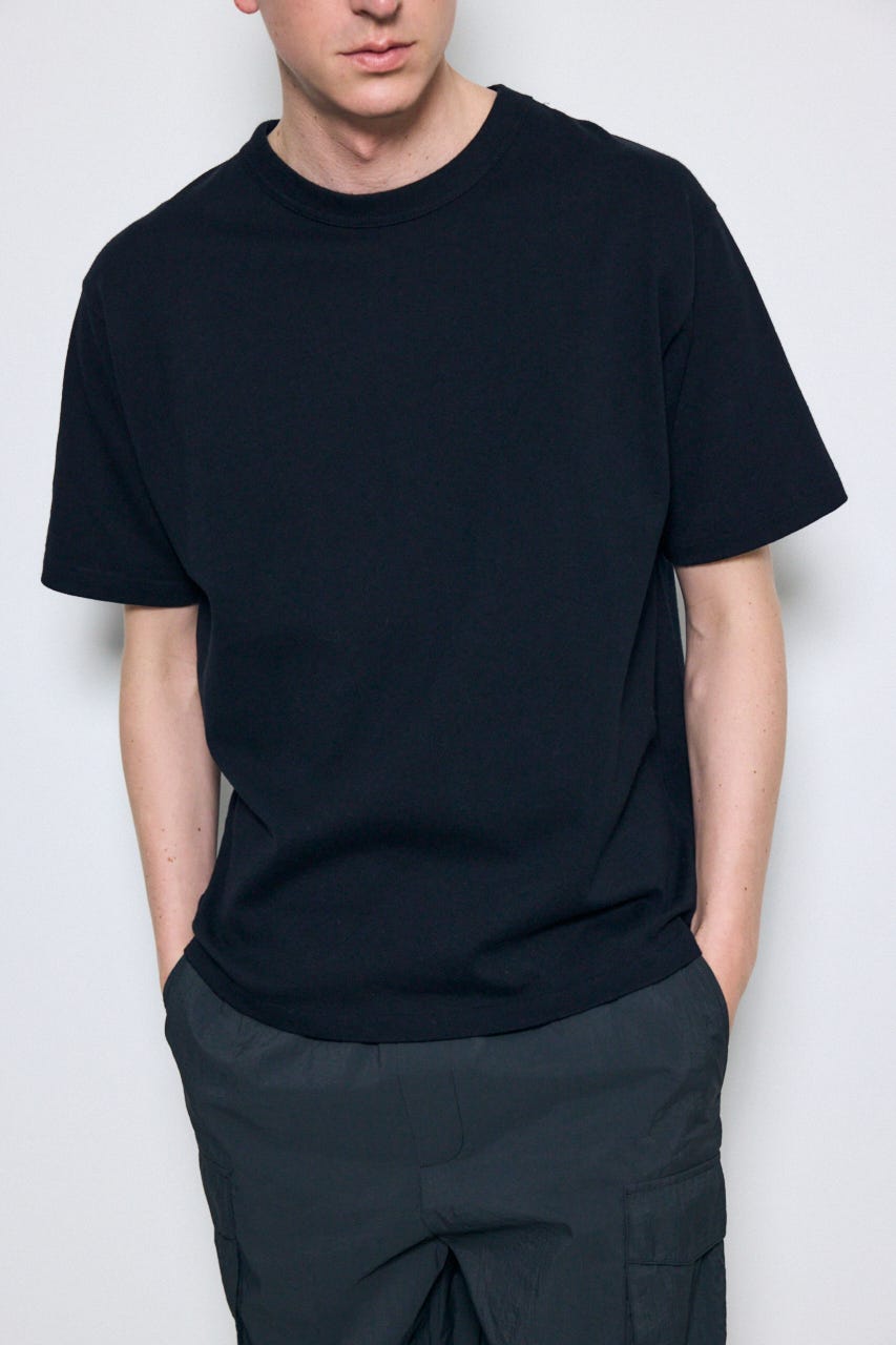 ベーシックコットン半袖T BLK L