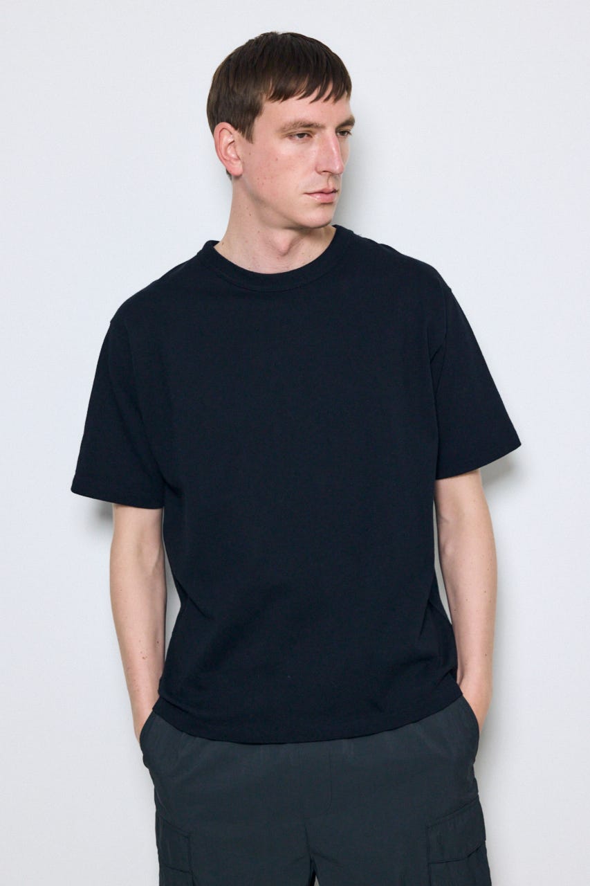 ベーシックコットン半袖T BLK L