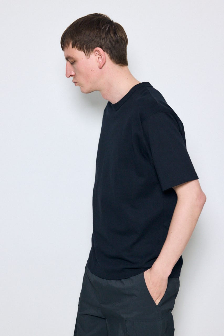 ベーシックコットン半袖T BLK L