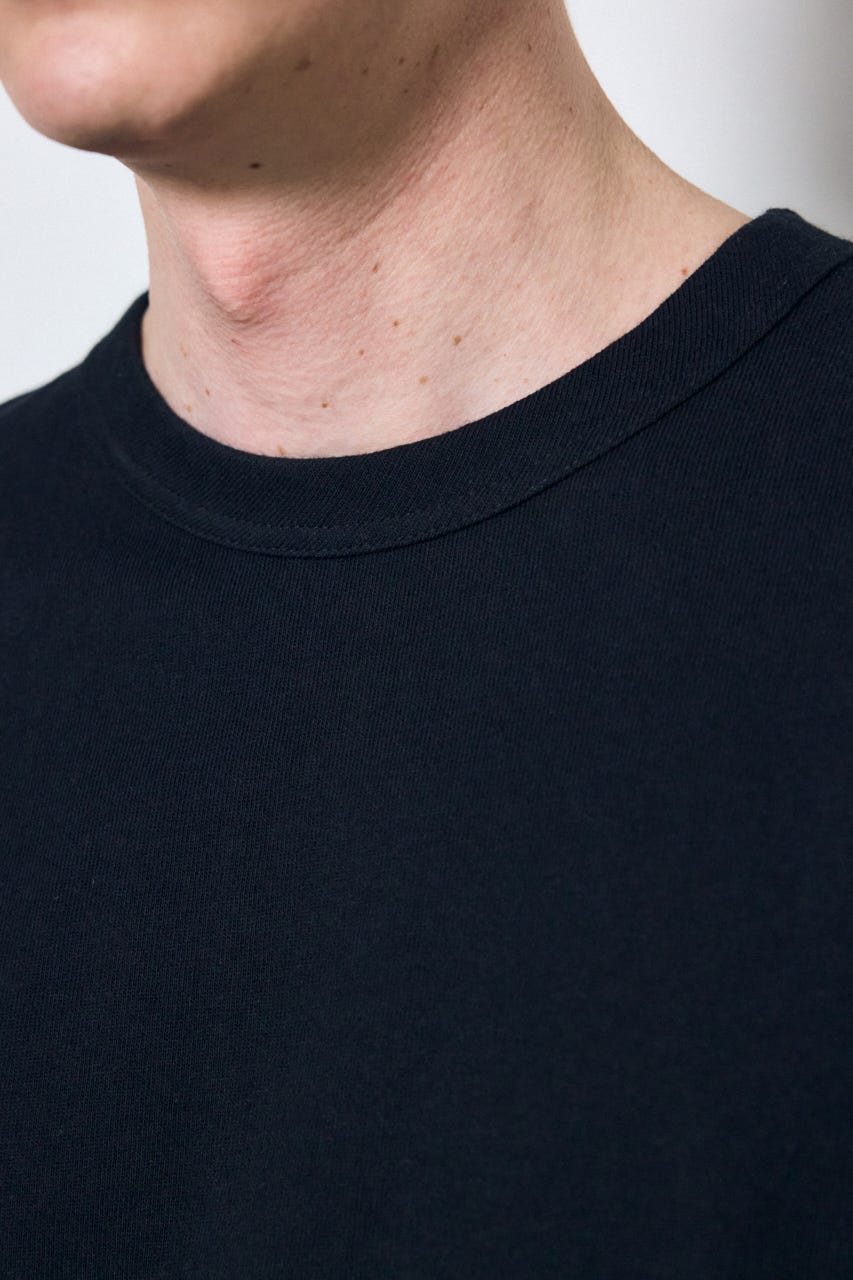 ベーシックコットン半袖T BLK L