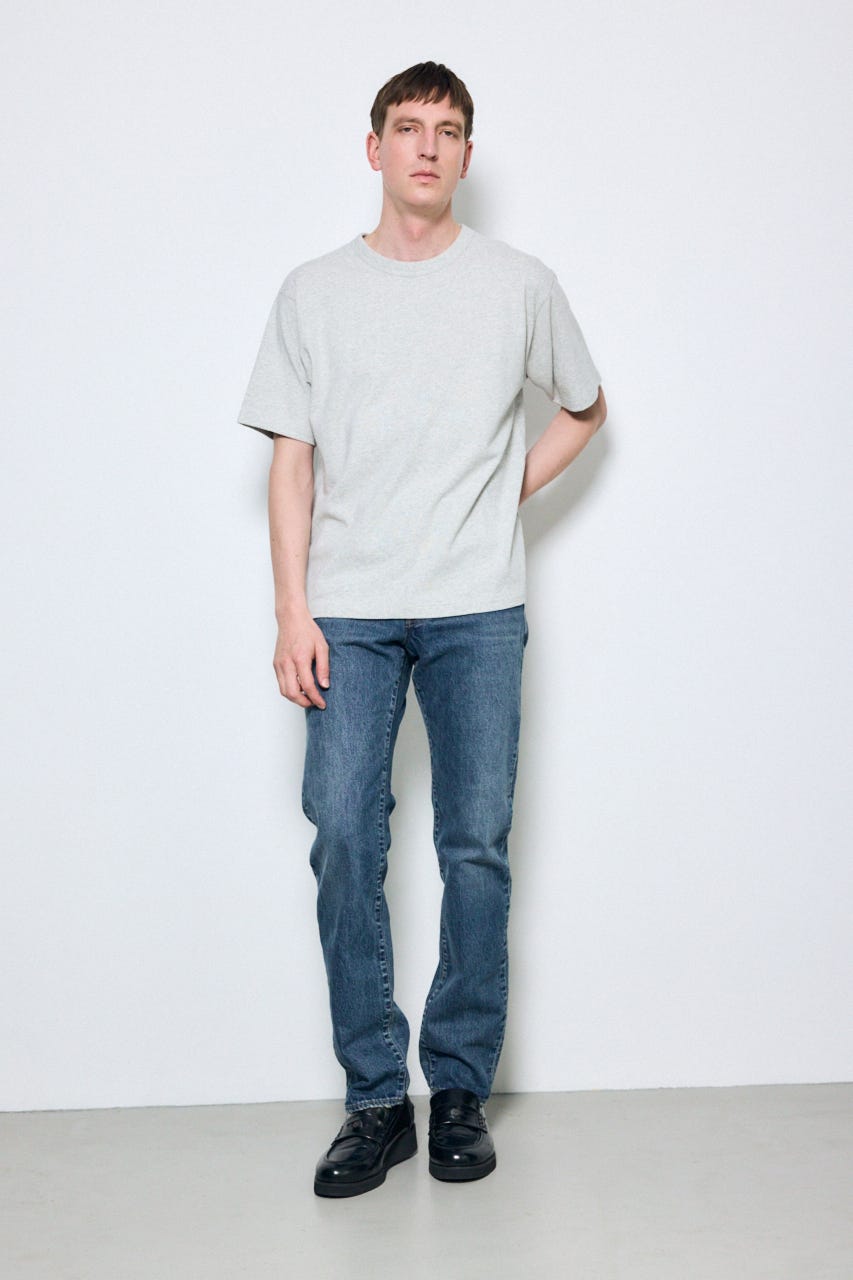 ベーシックコットン半袖T GRY M