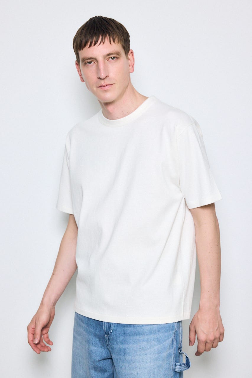 ベーシックコットン半袖T WHT L