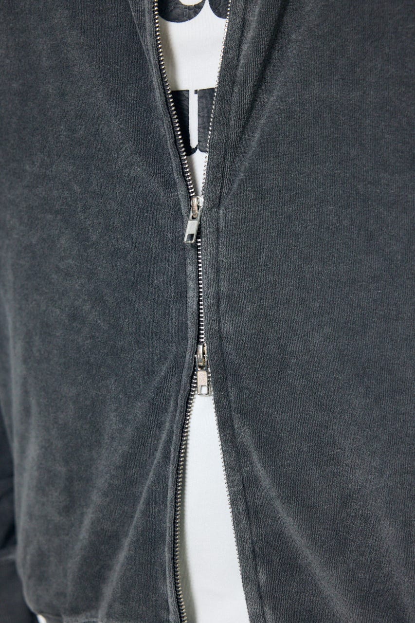 ソフトパイルジップアップフーディー L/BLK L