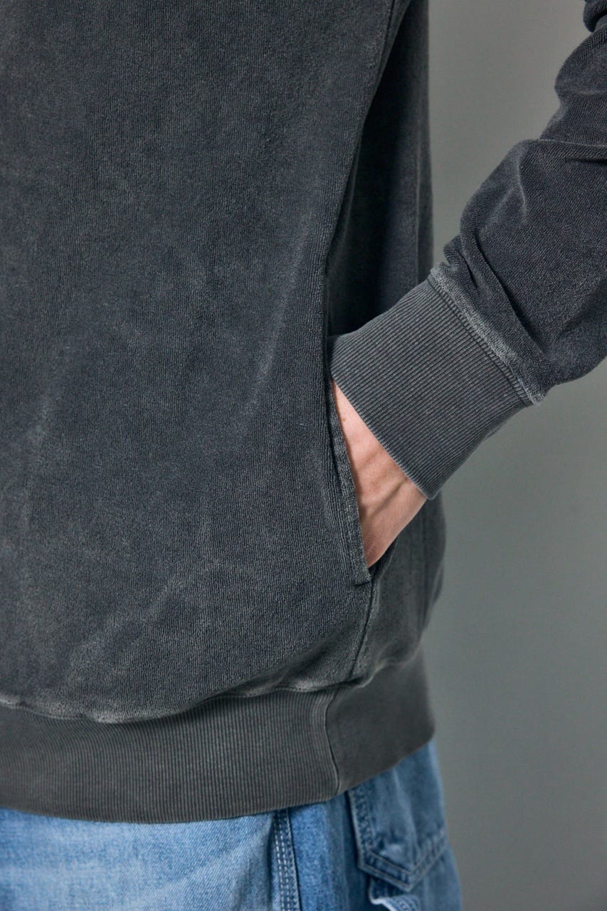 ソフトパイルジップアップフーディー L/BLK L