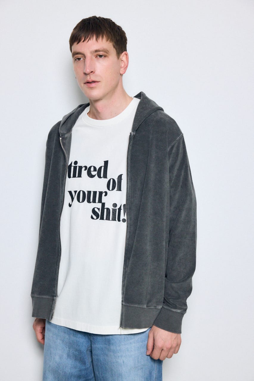 ソフトパイルジップアップフーディー L/BLK L