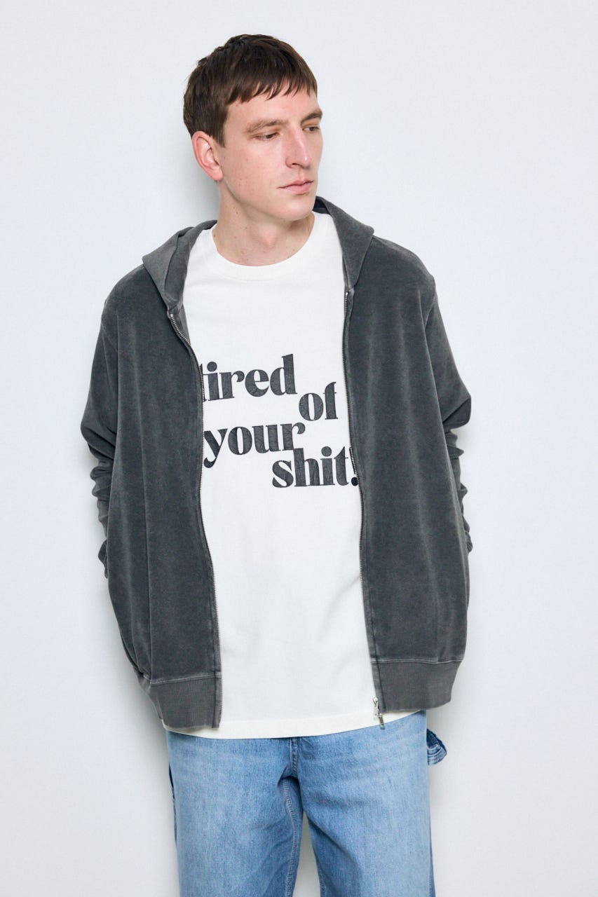 ソフトパイルジップアップフーディー L/BLK L