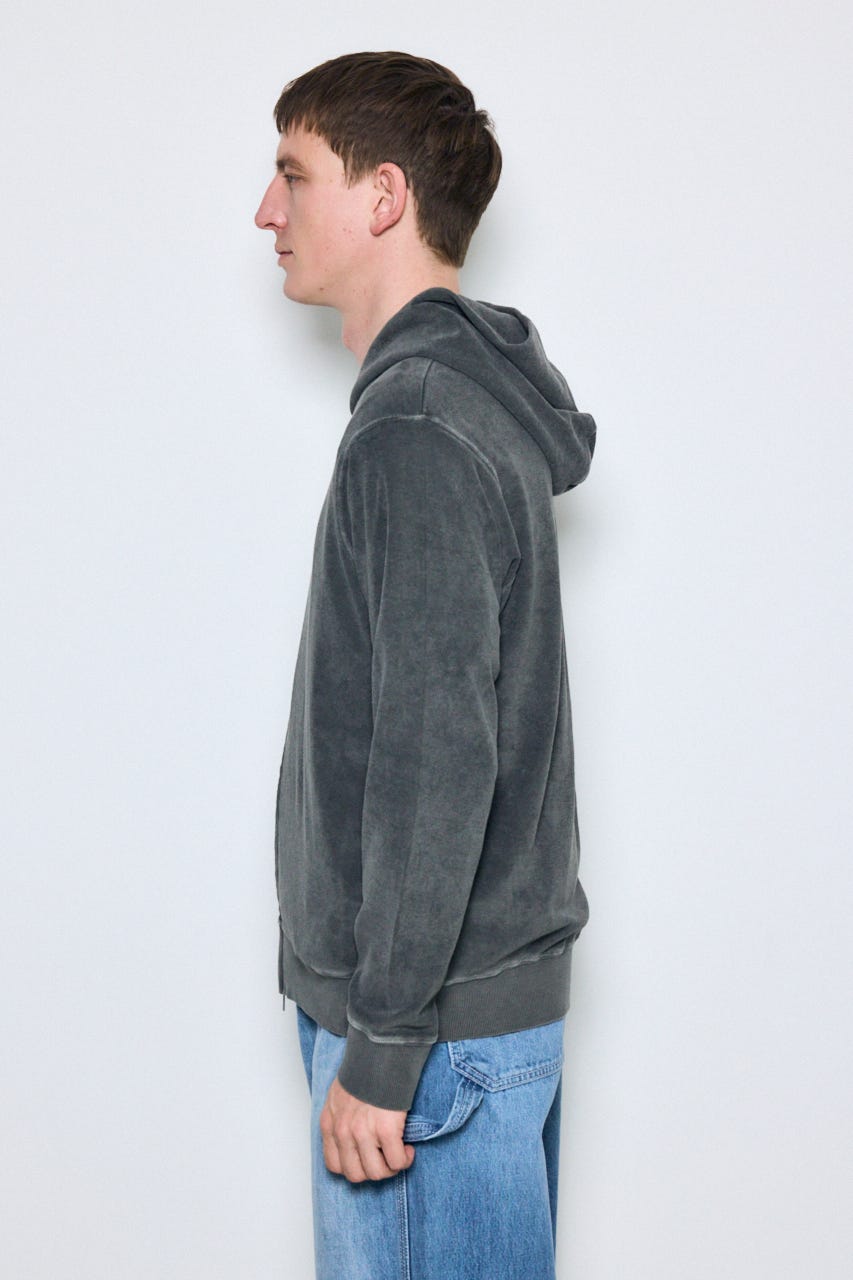 ソフトパイルジップアップフーディー L/BLK L