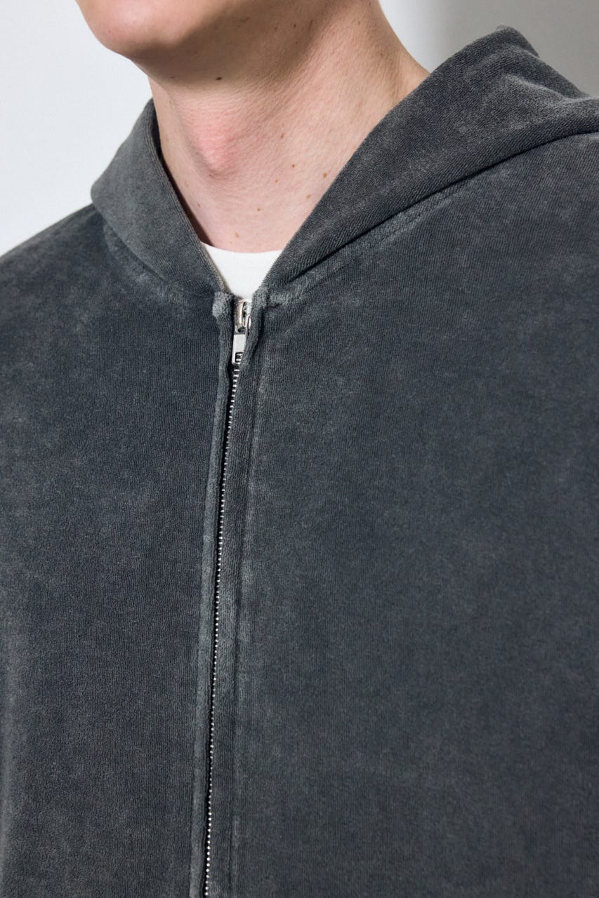 ソフトパイルジップアップフーディー L/BLK L