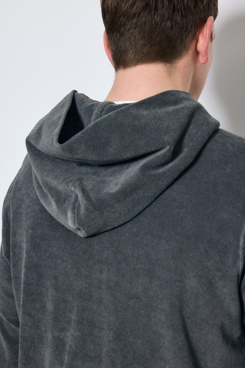 ソフトパイルジップアップフーディー L/BLK L