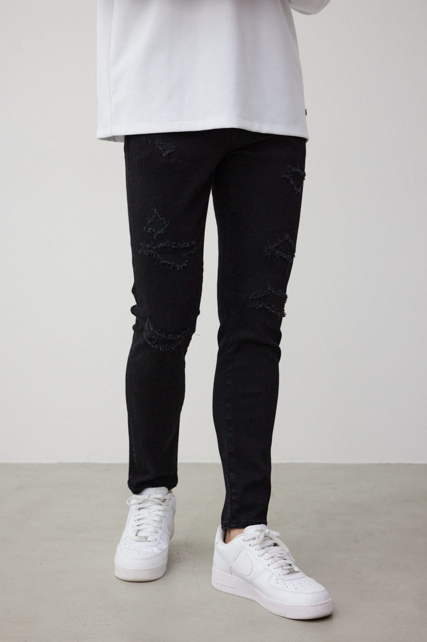 AZUL DENIM リペアスキニー BLK S