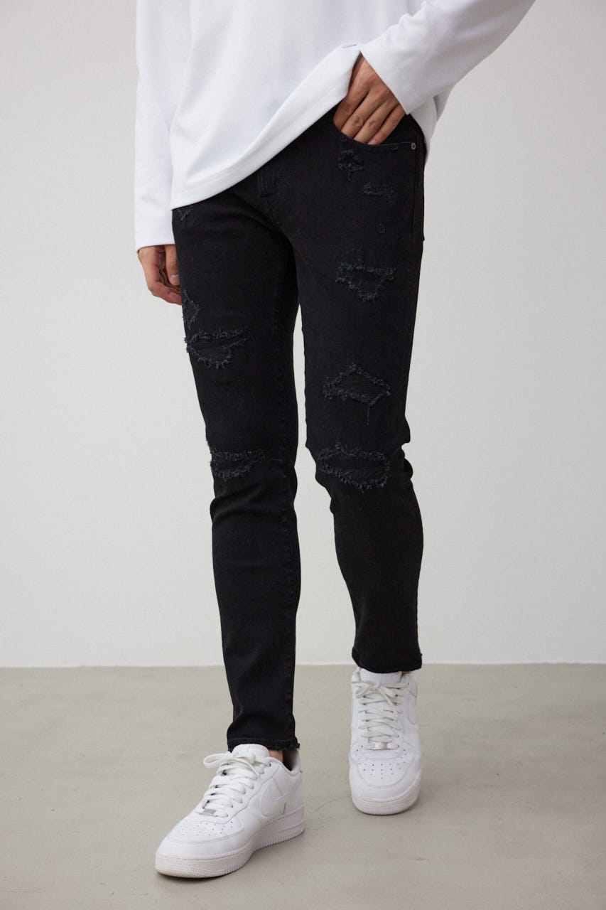 AZUL DENIM リペアスキニー BLK S