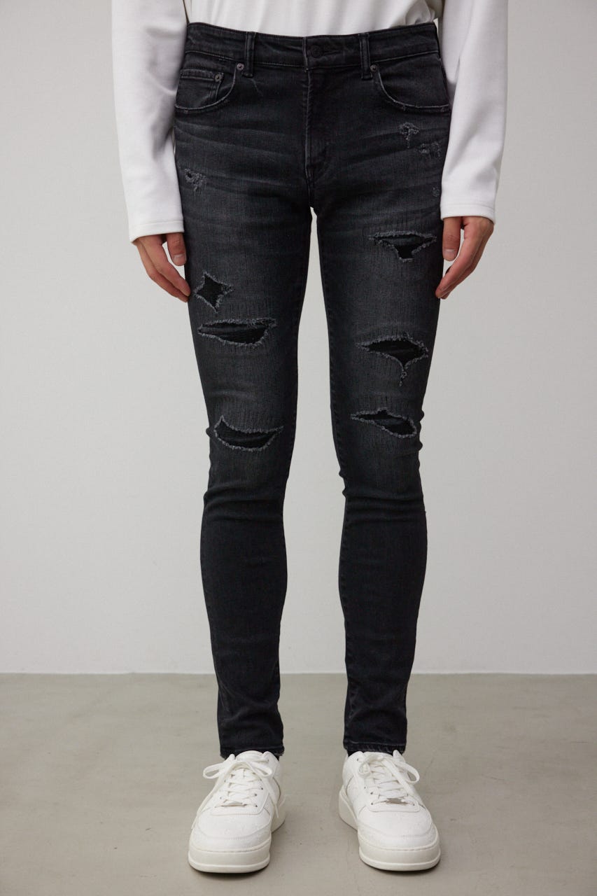 AZUL DENIM リペアスキニー L/BLK M