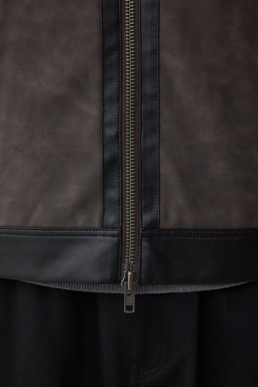 切替合皮ブルゾン 柄BLK L