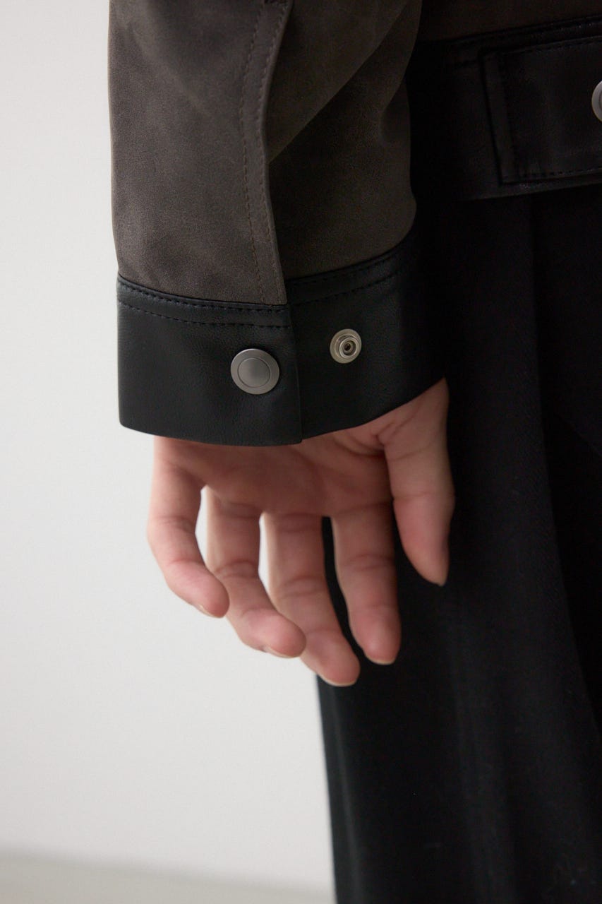 切替合皮ブルゾン 柄BLK L